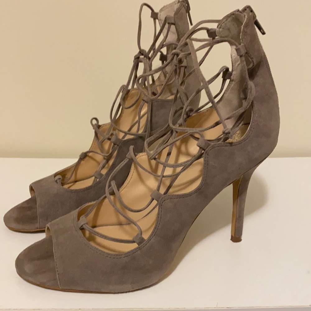 Vince camuto lace up suede heels
